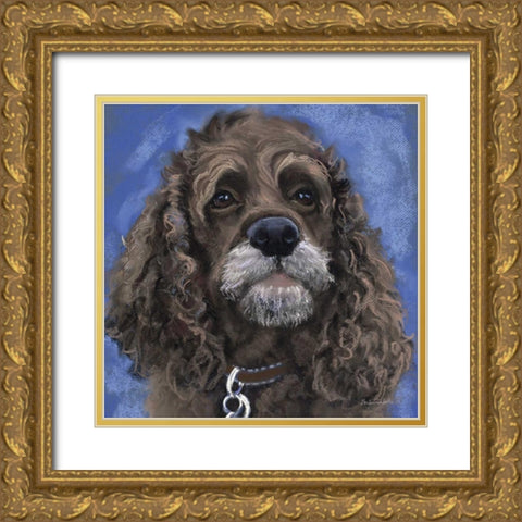 Black Cocker Spaniel Gold Ornate Wood Framed Art Print with Double Matting by Golubski, Becky