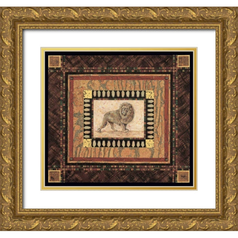 Lion Gold Ornate Wood Framed Art Print with Double Matting by Gladding, Pamela