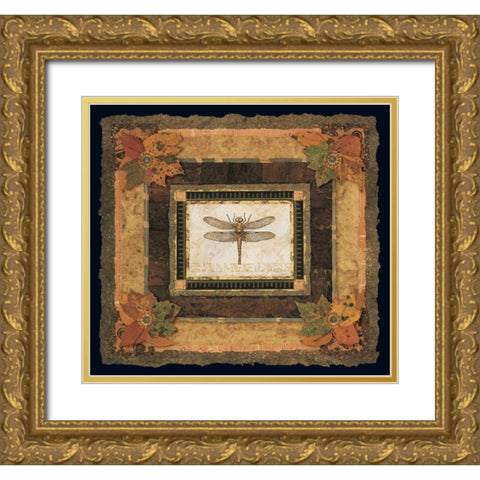 Dragonfly II Gold Ornate Wood Framed Art Print with Double Matting by Gladding, Pamela