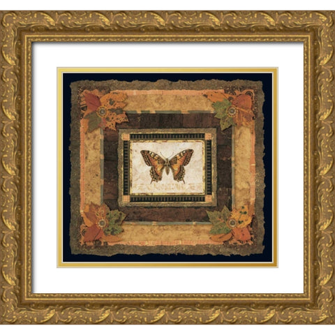 Butterfly II Gold Ornate Wood Framed Art Print with Double Matting by Gladding, Pamela