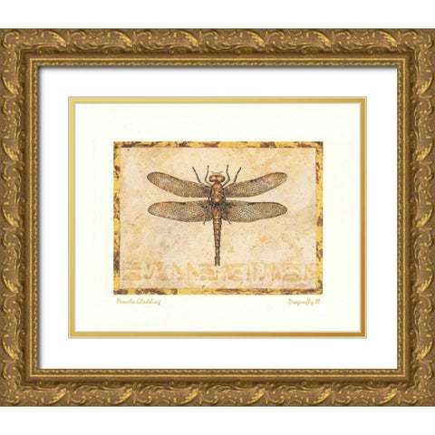 Dragonfly III Gold Ornate Wood Framed Art Print with Double Matting by Gladding, Pamela