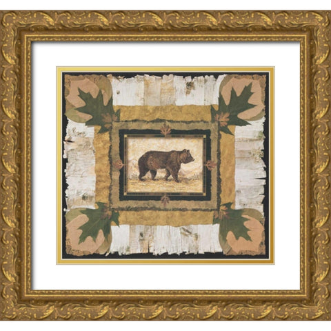 Bear Gold Ornate Wood Framed Art Print with Double Matting by Gladding, Pamela