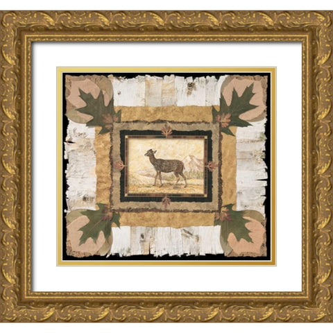 Spotted Doe Gold Ornate Wood Framed Art Print with Double Matting by Gladding, Pamela