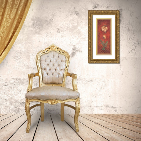Chrysanthemum Gold Ornate Wood Framed Art Print with Double Matting by Gladding, Pamela