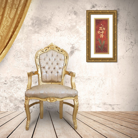 Cymbidium Gold Ornate Wood Framed Art Print with Double Matting by Gladding, Pamela