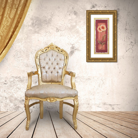 Red Door Gaillardia Gold Ornate Wood Framed Art Print with Double Matting by Gladding, Pamela