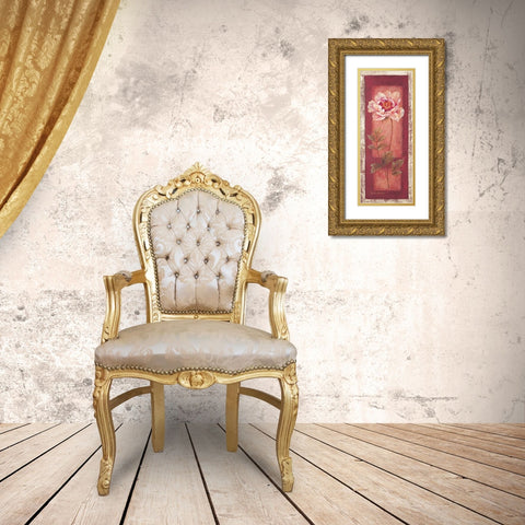 Red Door Peony Gold Ornate Wood Framed Art Print with Double Matting by Gladding, Pamela