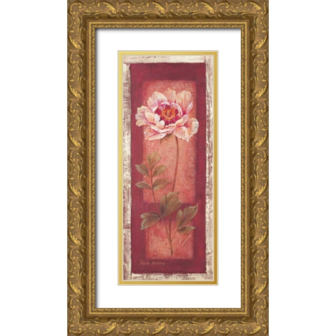 Red Door Peony Gold Ornate Wood Framed Art Print with Double Matting by Gladding, Pamela