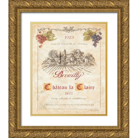 Brouilly Gold Ornate Wood Framed Art Print with Double Matting by Gladding, Pamela