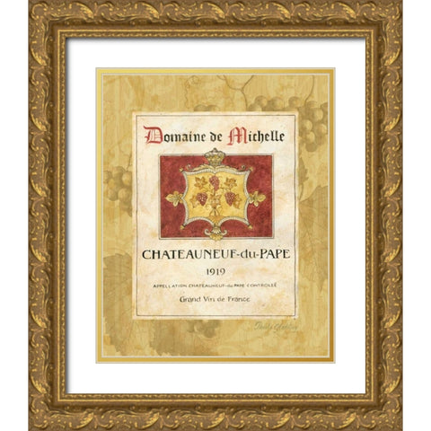 Chateauneuf du Pape Gold Ornate Wood Framed Art Print with Double Matting by Gladding, Pamela