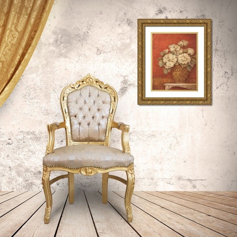 Villa Flora Hydrangeas Gold Ornate Wood Framed Art Print with Double Matting by Gladding, Pamela