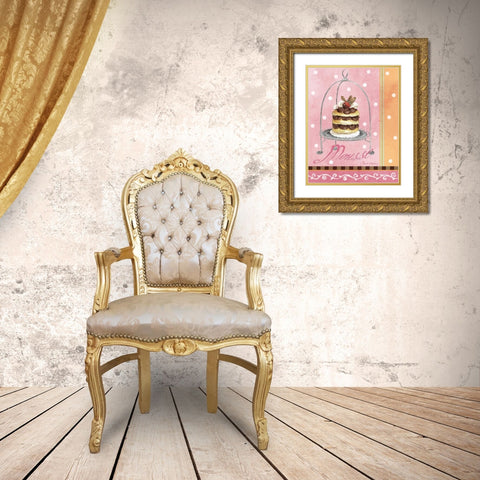 Pink Mousse Gold Ornate Wood Framed Art Print with Double Matting by Gladding, Pamela