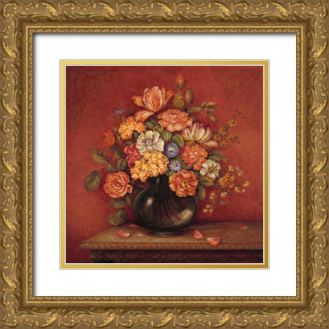 Harmony with Reds I Gold Ornate Wood Framed Art Print with Double Matting by Gladding, Pamela