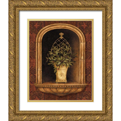 Olive Topiary Niches II Gold Ornate Wood Framed Art Print with Double Matting by Gladding, Pamela