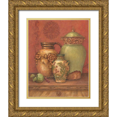 Tuscan Urns II Gold Ornate Wood Framed Art Print with Double Matting by Gladding, Pamela