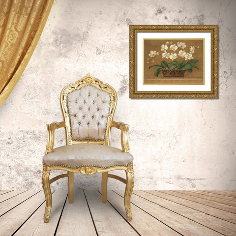Orchid Tapestry Gold Ornate Wood Framed Art Print with Double Matting by Gladding, Pamela