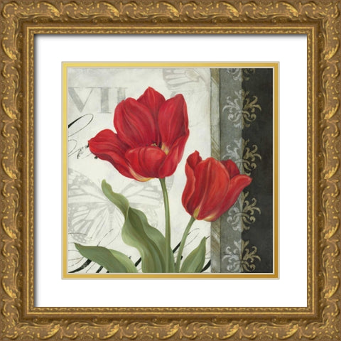 Etude en Rouge II Gold Ornate Wood Framed Art Print with Double Matting by Gladding, Pamela