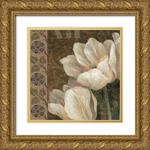 Petit Jardin Square I Gold Ornate Wood Framed Art Print with Double Matting by Gladding, Pamela