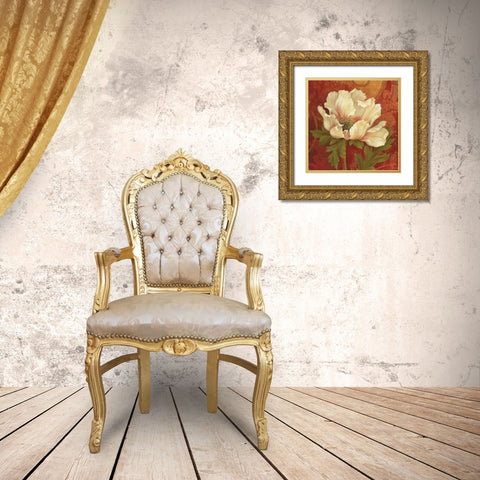 Il Ballo Rosso Square I Gold Ornate Wood Framed Art Print with Double Matting by Gladding, Pamela