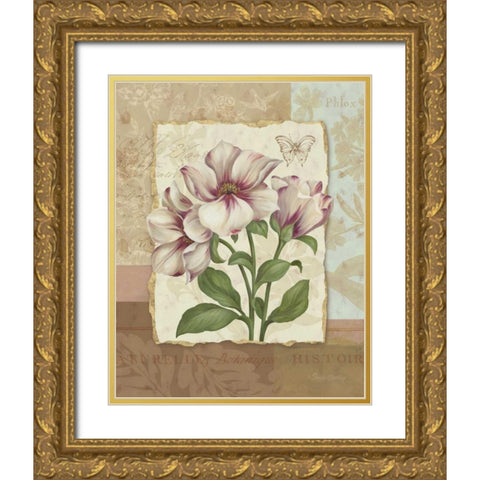 Flower Trio II Gold Ornate Wood Framed Art Print with Double Matting by Gladding, Pamela