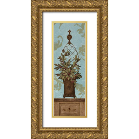 Blue Olive Topiary I Gold Ornate Wood Framed Art Print with Double Matting by Gladding, Pamela