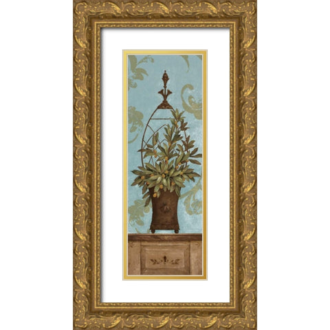 Blue Olive Topiary II Gold Ornate Wood Framed Art Print with Double Matting by Gladding, Pamela
