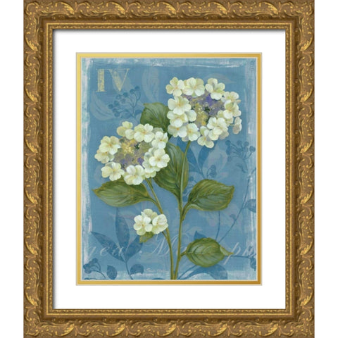 Lace Hydrangea Gold Ornate Wood Framed Art Print with Double Matting by Gladding, Pamela