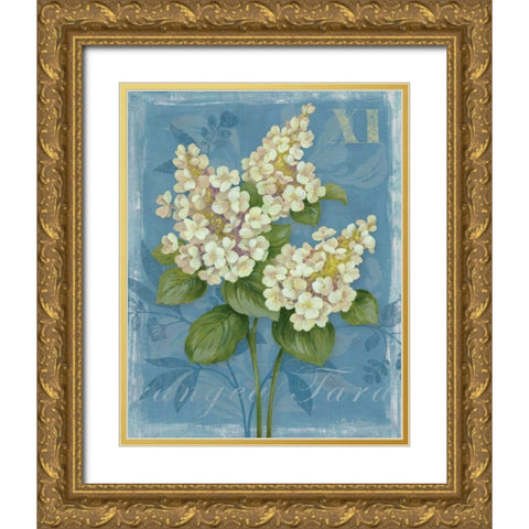 Tardiva Hydrangea Gold Ornate Wood Framed Art Print with Double Matting by Gladding, Pamela