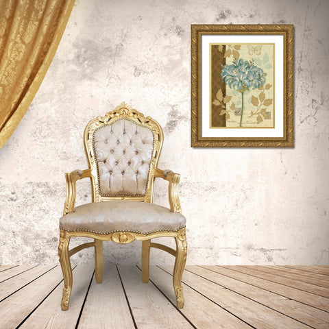 Chelsea Blue I Gold Ornate Wood Framed Art Print with Double Matting by Gladding, Pamela