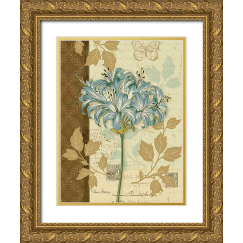 Chelsea Blue I Gold Ornate Wood Framed Art Print with Double Matting by Gladding, Pamela