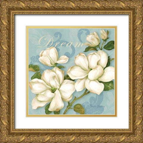Inspiration Magnolias Gold Ornate Wood Framed Art Print with Double Matting by Gladding, Pamela
