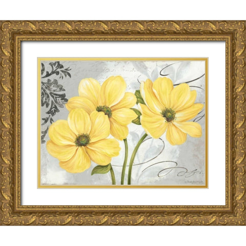 Colori Yellow I Gold Ornate Wood Framed Art Print with Double Matting by Gladding, Pamela