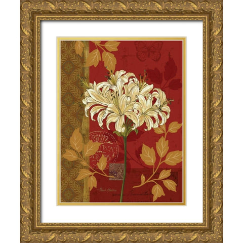 Chelsea Red I Gold Ornate Wood Framed Art Print with Double Matting by Gladding, Pamela