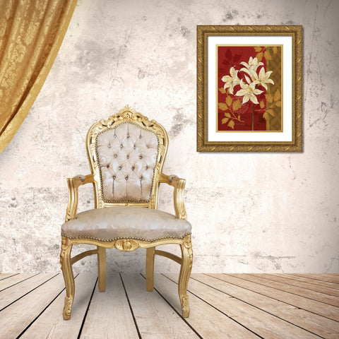 Chelsea Red II Gold Ornate Wood Framed Art Print with Double Matting by Gladding, Pamela