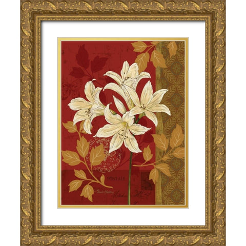 Chelsea Red II Gold Ornate Wood Framed Art Print with Double Matting by Gladding, Pamela