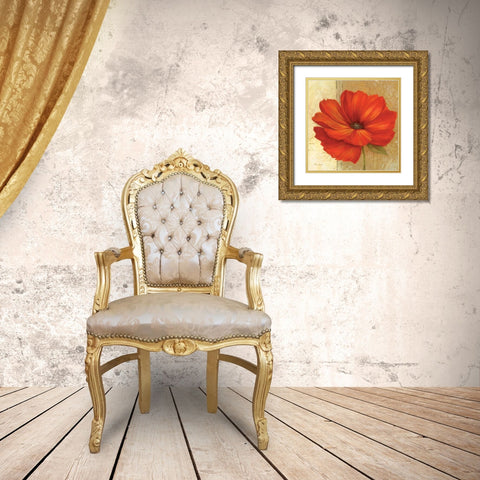 Papaver II Gold Ornate Wood Framed Art Print with Double Matting by Gladding, Pamela