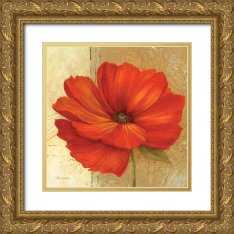 Papaver II Gold Ornate Wood Framed Art Print with Double Matting by Gladding, Pamela