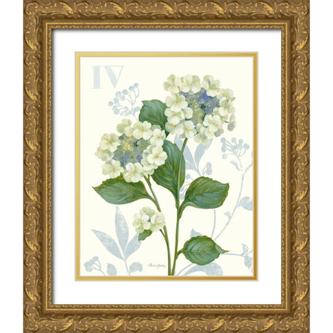 Lace Hydrangea Gold Ornate Wood Framed Art Print with Double Matting by Gladding, Pamela