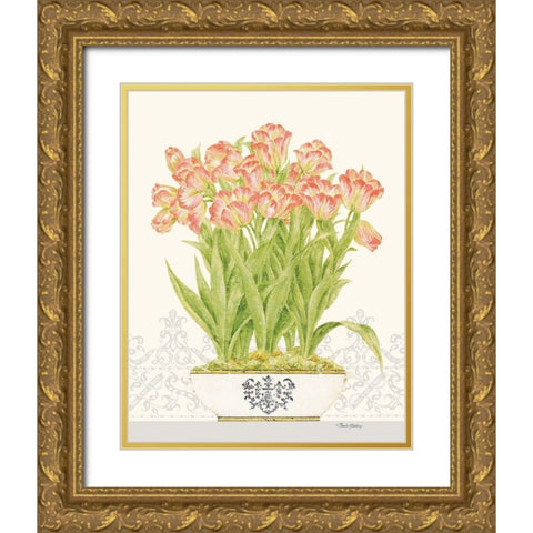 Imperial Tulips Gold Ornate Wood Framed Art Print with Double Matting by Gladding, Pamela