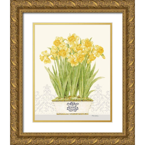 Imperial Daffodils Gold Ornate Wood Framed Art Print with Double Matting by Gladding, Pamela