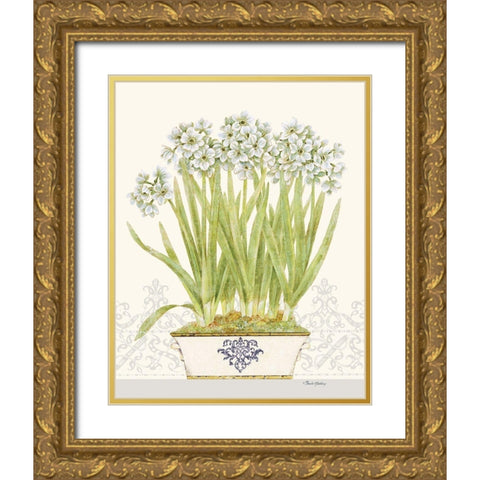 Imperial Narcissus Gold Ornate Wood Framed Art Print with Double Matting by Gladding, Pamela