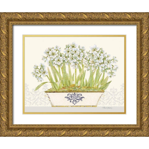 Imperial Narcissus Horizontal Gold Ornate Wood Framed Art Print with Double Matting by Gladding, Pamela