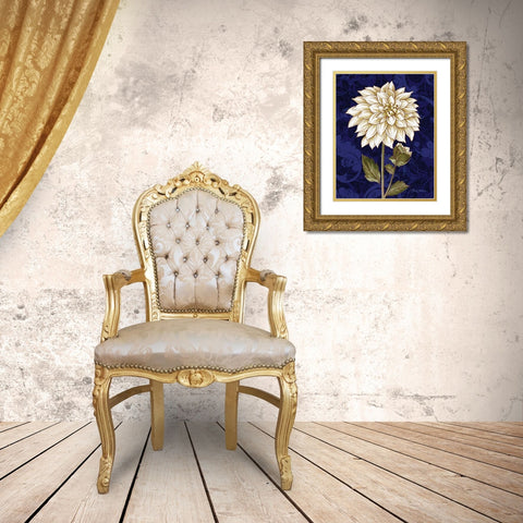 Damask Dahlia Gold Ornate Wood Framed Art Print with Double Matting by Gladding, Pamela