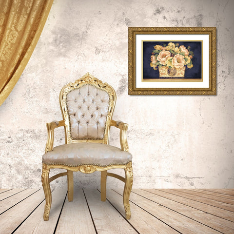 Peony Tapestry I Gold Ornate Wood Framed Art Print with Double Matting by Gladding, Pamela