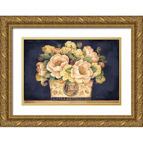 Peony Tapestry I Gold Ornate Wood Framed Art Print with Double Matting by Gladding, Pamela