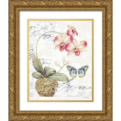 Orchid I Gold Ornate Wood Framed Art Print with Double Matting by Gladding, Pamela