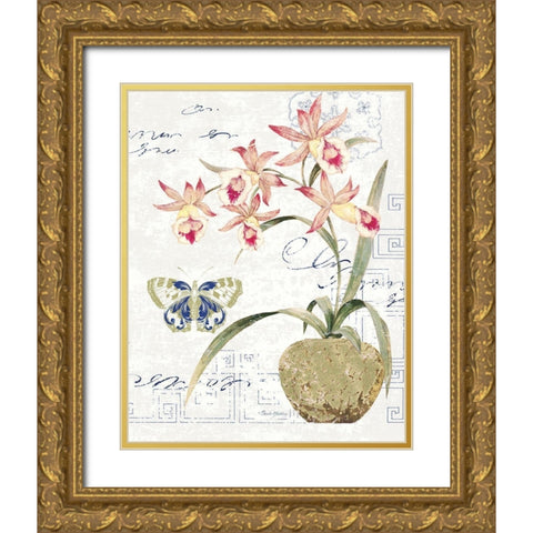 Orchid II Gold Ornate Wood Framed Art Print with Double Matting by Gladding, Pamela