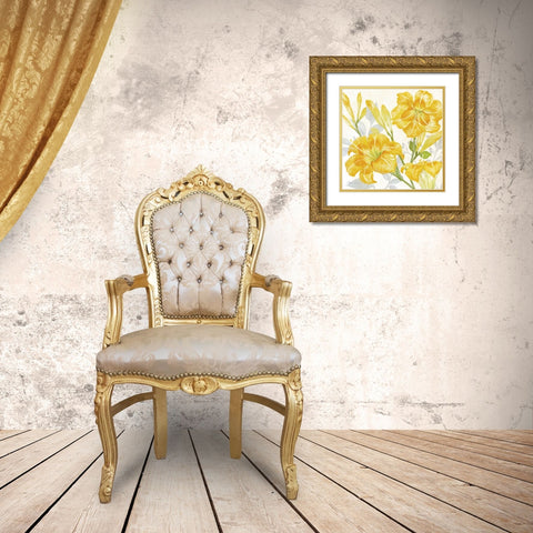 Day Lily Garden II Gold Ornate Wood Framed Art Print with Double Matting by Gladding, Pamela