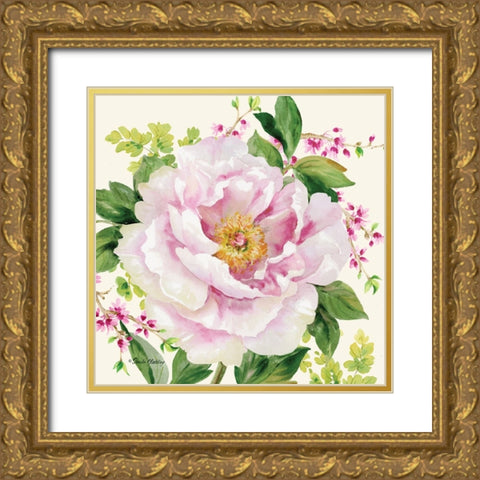 Hoh Peony I Gold Ornate Wood Framed Art Print with Double Matting by Gladding, Pamela