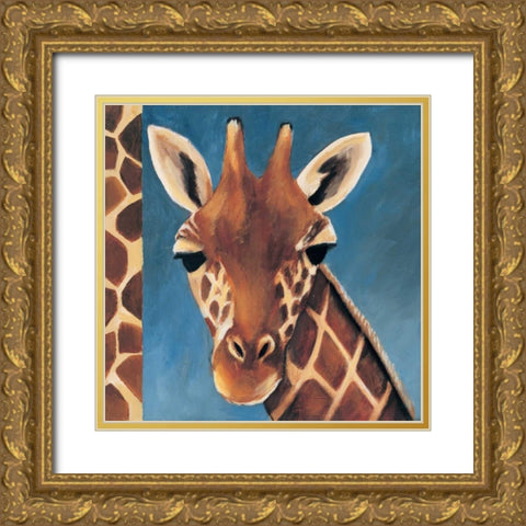 Exotic Giraffe Gold Ornate Wood Framed Art Print with Double Matting by Gamel, Tara